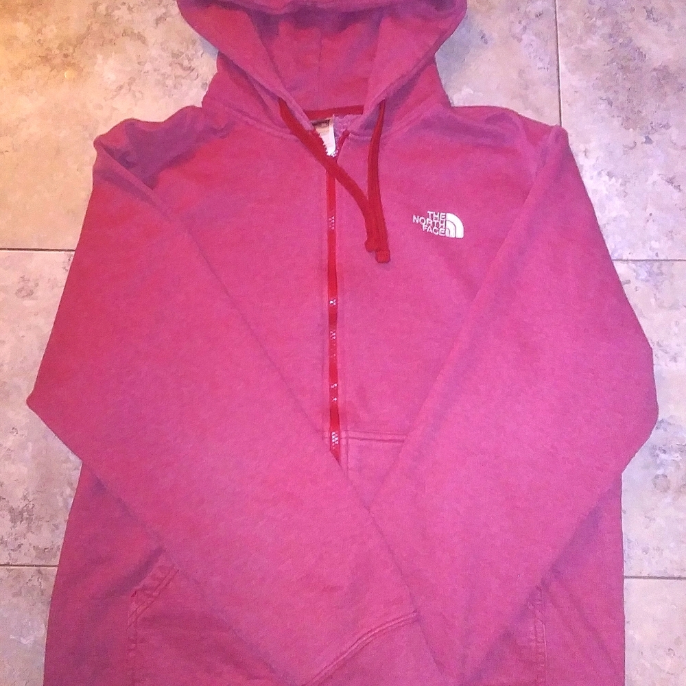 Northface Women's Red Zip-Up Hoodie